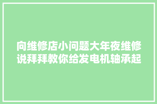 向维修店小问题大年夜维修说拜拜教你给发电机轴承起去世回生