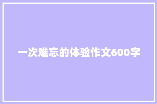 一次难忘的体验作文600字
