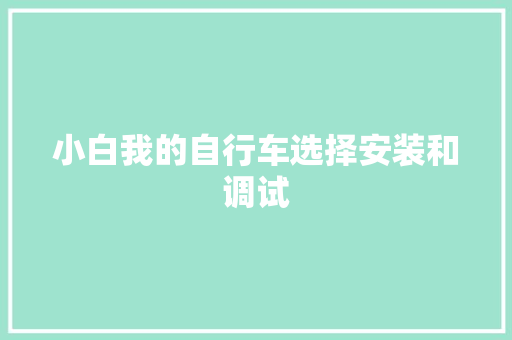 小白我的自行车选择安装和调试