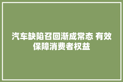 汽车缺陷召回渐成常态 有效保障消费者权益