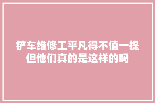 铲车维修工平凡得不值一提但他们真的是这样的吗 汽车知识