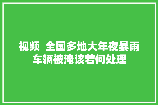 视频  全国多地大年夜暴雨车辆被淹该若何处理