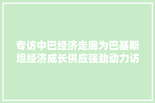 专访中巴经济走廊为巴基斯坦经济成长供应强劲动力访巴基斯坦白沙瓦大年夜学教授艾哈迈德汗
