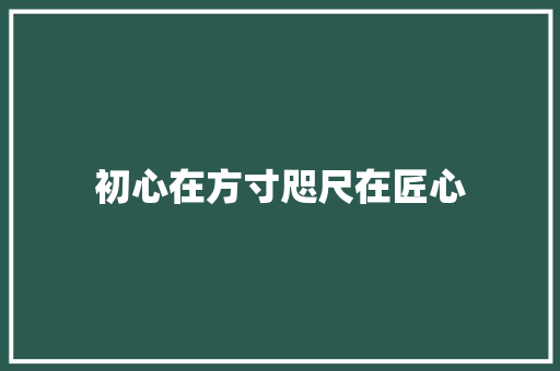 初心在方寸咫尺在匠心 汽车知识