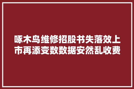 啄木鸟维修招股书失落效上市再添变数数据安然乱收费曾被质疑