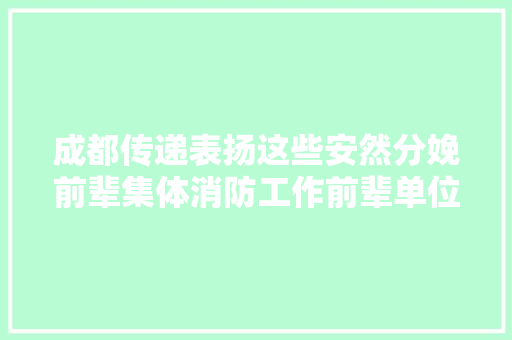 成都传递表扬这些安然分娩前辈集体消防工作前辈单位 汽车知识