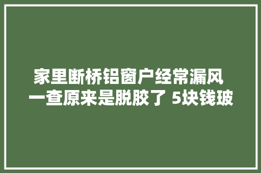家里断桥铝窗户经常漏风 一查原来是脱胶了 5块钱玻璃胶轻松解决