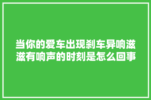 当你的爱车出现刹车异响滋滋有响声的时刻是怎么回事呢