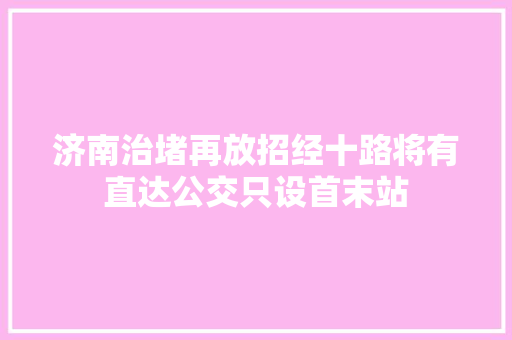 济南治堵再放招经十路将有直达公交只设首末站