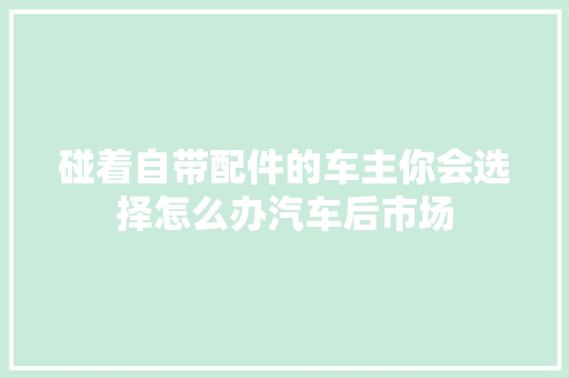 碰着自带配件的车主你会选择怎么办汽车后市场