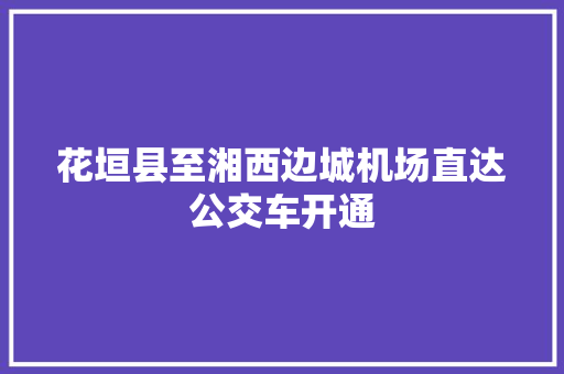 花垣县至湘西边城机场直达公交车开通
