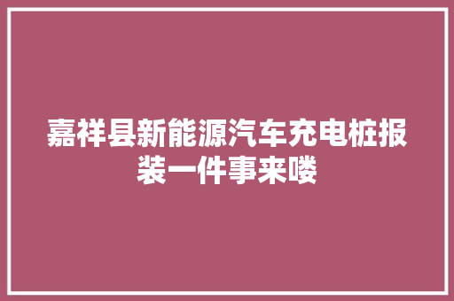 嘉祥县新能源汽车充电桩报装一件事来喽