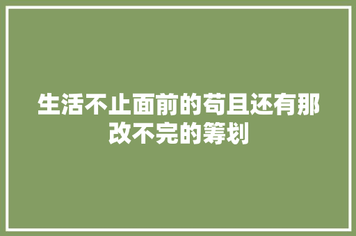 生活不止面前的苟且还有那改不完的筹划 休闲娱乐