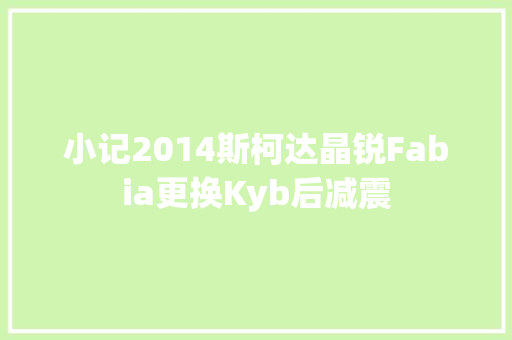 小记2014斯柯达晶锐Fabia更换Kyb后减震