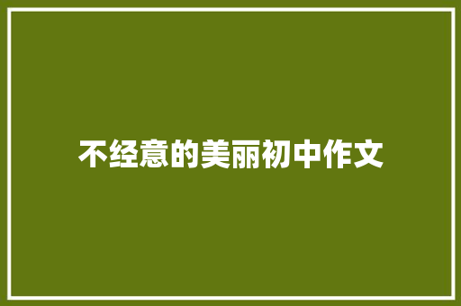 不经意的美丽初中作文