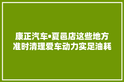 康正汽车•夏邑店这些地方准时清理爱车动力实足油耗低