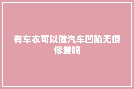 有车衣可以做汽车凹陷无痕修复吗