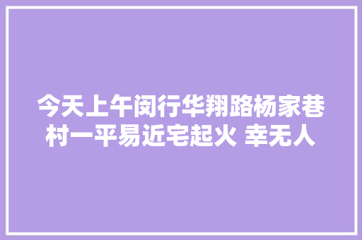 今天上午闵行华翔路杨家巷村一平易近宅起火 幸无人员伤亡