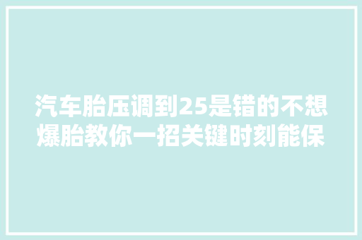 汽车胎压调到25是错的不想爆胎教你一招关键时刻能保命
