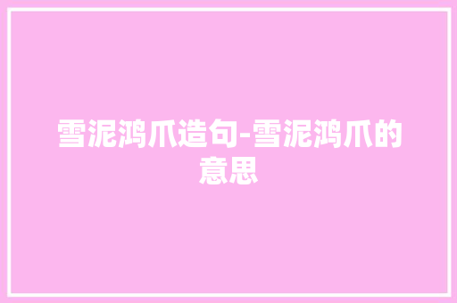 雪泥鸿爪造句-雪泥鸿爪的意思