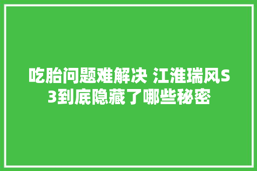 吃胎问题难解决 江淮瑞风S3到底隐藏了哪些秘密