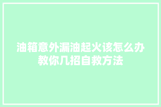 油箱意外漏油起火该怎么办教你几招自救方法 汽车知识