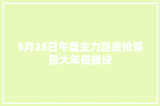 5月25日午盘主力巨资抢筹四大年夜板块