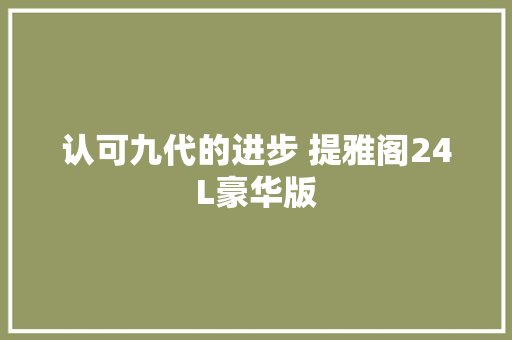 认可九代的进步 提雅阁24L豪华版