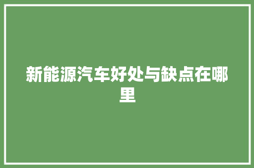 新能源汽车好处与缺点在哪里 汽车知识