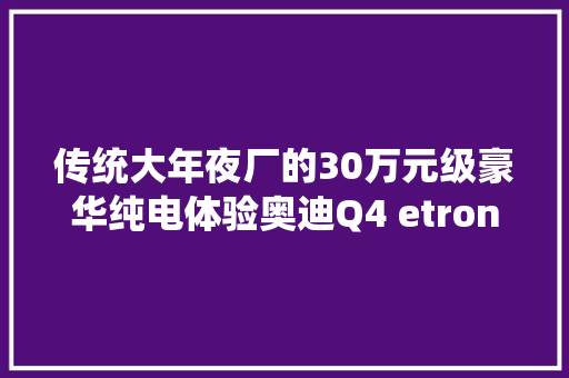传统大年夜厂的30万元级豪华纯电体验奥迪Q4 etron