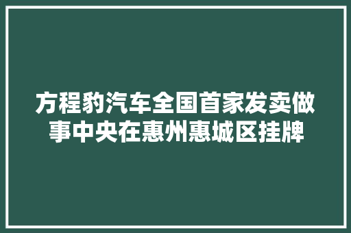 方程豹汽车全国首家发卖做事中央在惠州惠城区挂牌