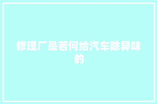 修理厂是若何给汽车除异味的