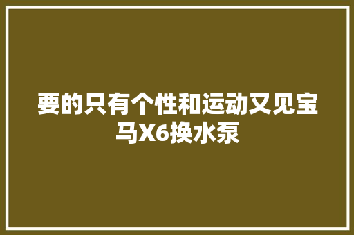 要的只有个性和运动又见宝马X6换水泵