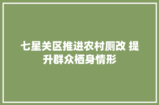 七星关区推进农村厕改 提升群众栖身情形
