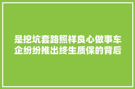 是挖坑套路照样良心做事车企纷纷推出终生质保的背后