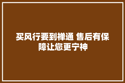 买风行要到禅通 售后有保障让您更宁神
