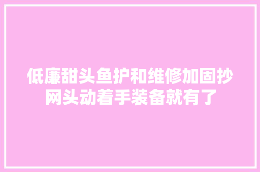 低廉甜头鱼护和维修加固抄网头动着手装备就有了