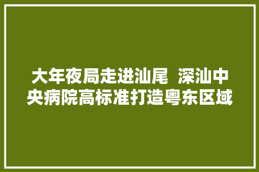 大年夜局走进汕尾  深汕中央病院高标准打造粤东区域医疗中央