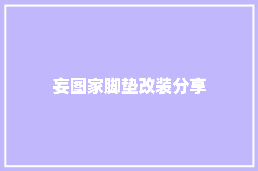 妄图家脚垫改装分享