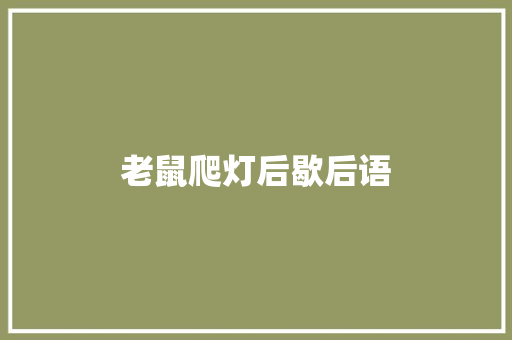 老鼠爬灯后歇后语 知识百科