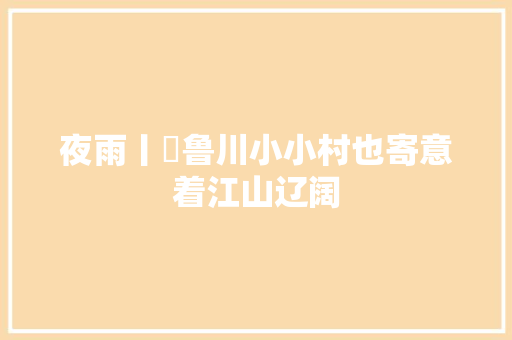 夜雨丨​鲁川小小村也寄意着江山辽阔