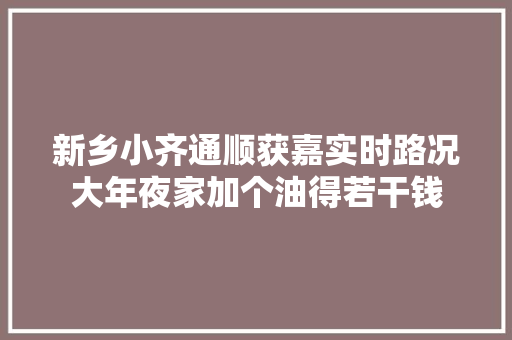 新乡小齐通顺获嘉实时路况大年夜家加个油得若干钱