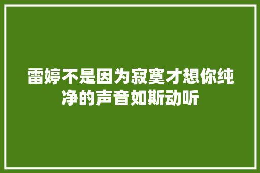 雷婷不是因为寂寞才想你纯净的声音如斯动听