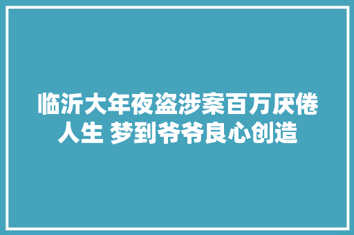 临沂大年夜盗涉案百万厌倦人生 梦到爷爷良心创造