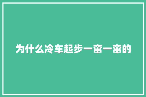 为什么冷车起步一窜一窜的