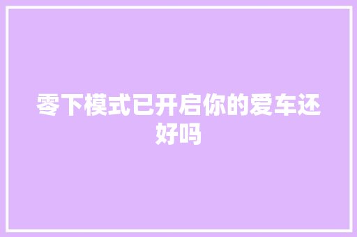 零下模式已开启你的爱车还好吗