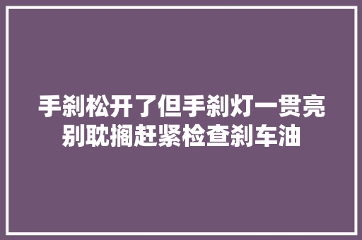 手刹松开了但手刹灯一贯亮别耽搁赶紧检查刹车油