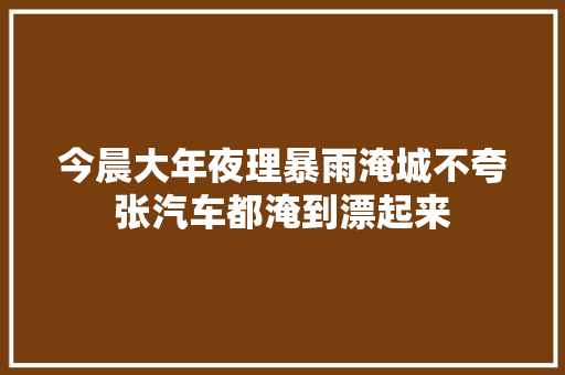 今晨大年夜理暴雨淹城不夸张汽车都淹到漂起来