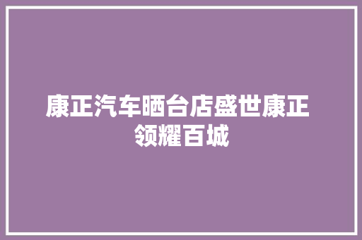 康正汽车晒台店盛世康正 领耀百城