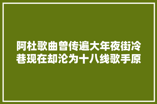 阿杜歌曲曾传遍大年夜街冷巷现在却沦为十八线歌手原因令人心酸。